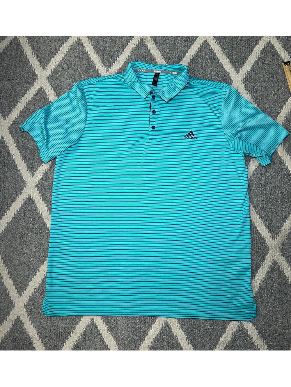 Adidas Two Color Club Stripe Golf Polo Mens XL Teal